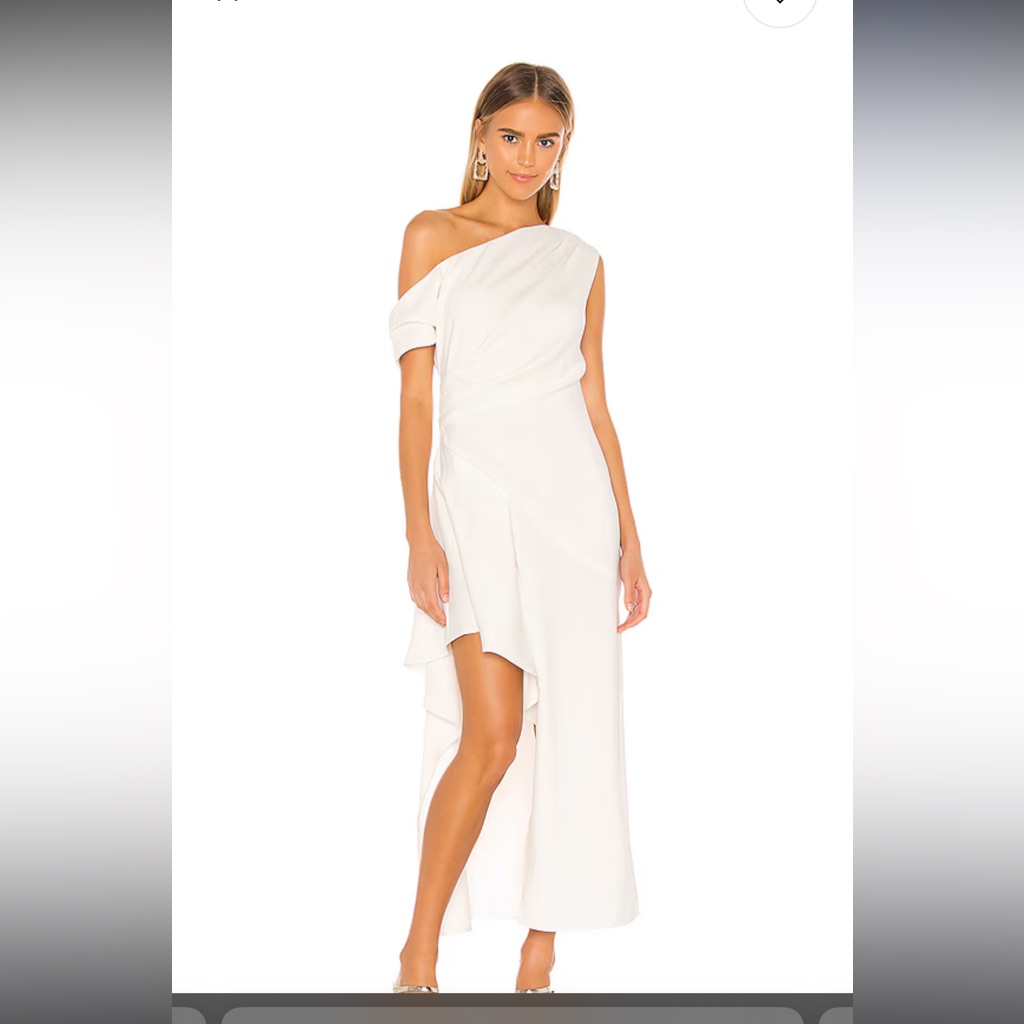 Elliatt One-Shoulder White Asymmetric Midi Dress